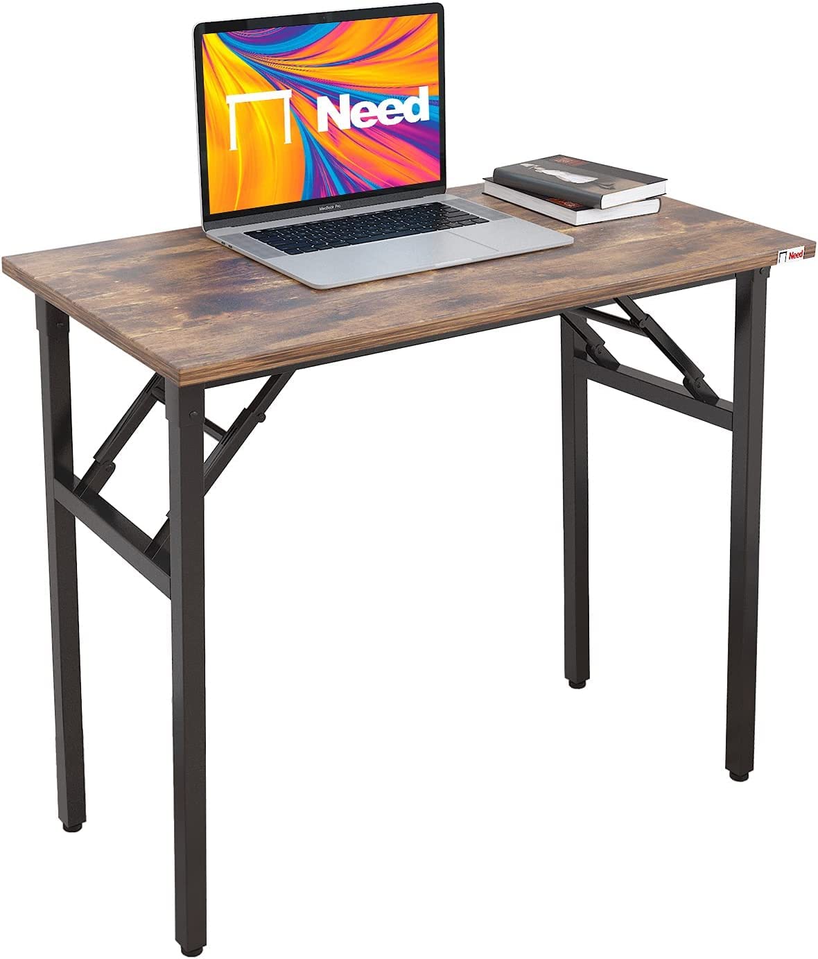 Need Office Computer Desk - 47.2L Sturdy and Heavy Duty Folding Laptop Table,Writing Table/Home Office Desk/Sewing Table,No Assembly Required (Teak Color) AC5BB12060