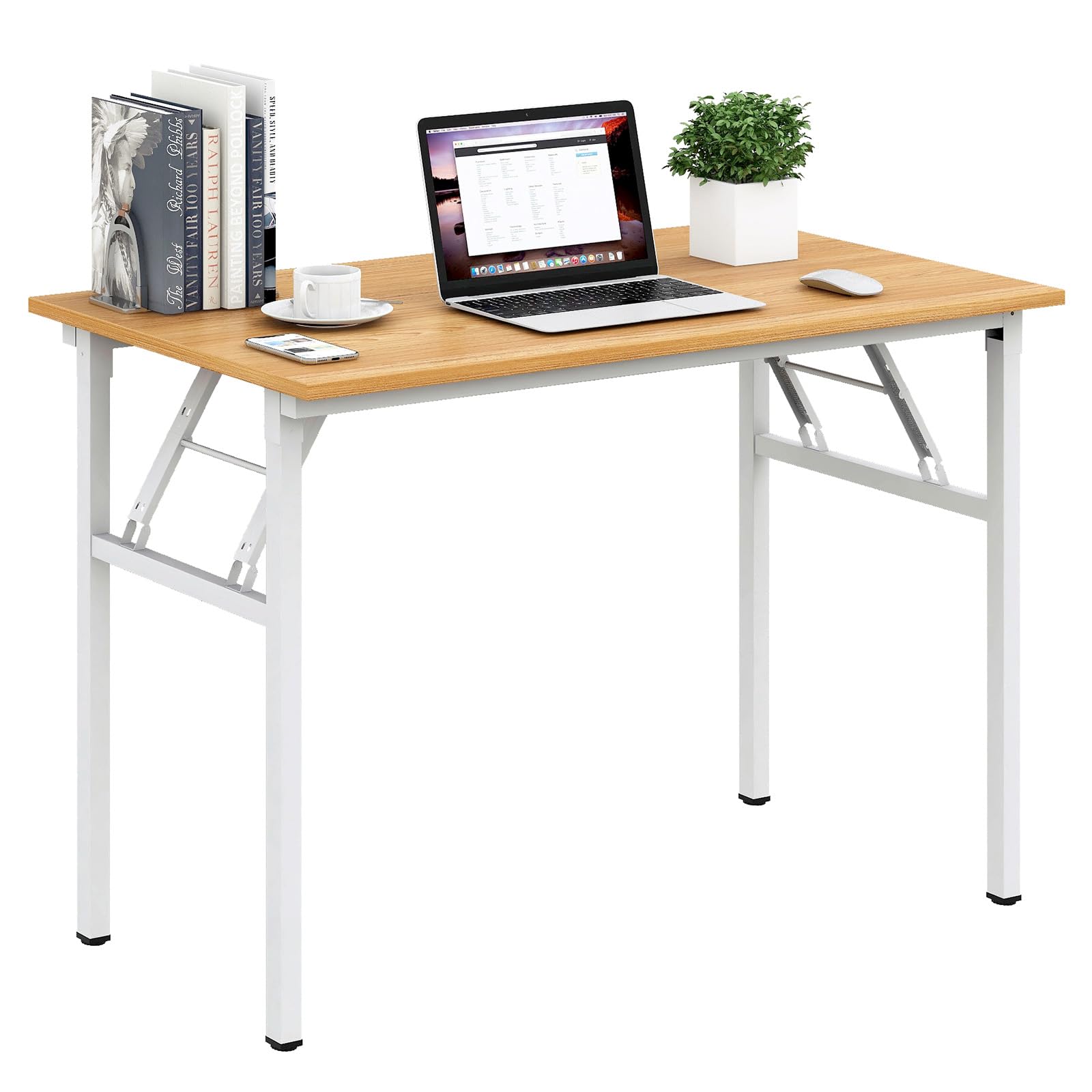 Need Office Computer Desk - 47.2L Sturdy and Heavy Duty Folding Laptop Table,Writing Table/Home Office Desk/Sewing Table,No Assembly Required (Teak Color) AC5BB12060