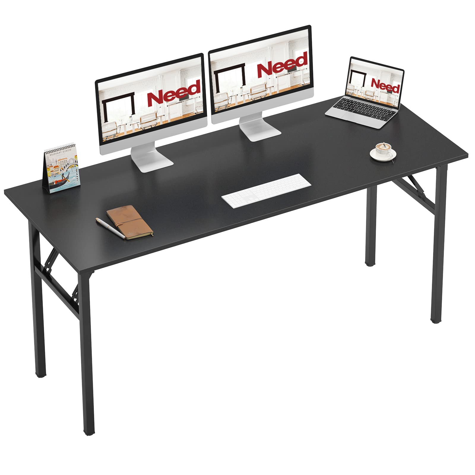 Need Office Computer Desk - 47.2L Sturdy and Heavy Duty Folding Laptop Table,Writing Table/Home Office Desk/Sewing Table,No Assembly Required (Teak Color) AC5BB12060