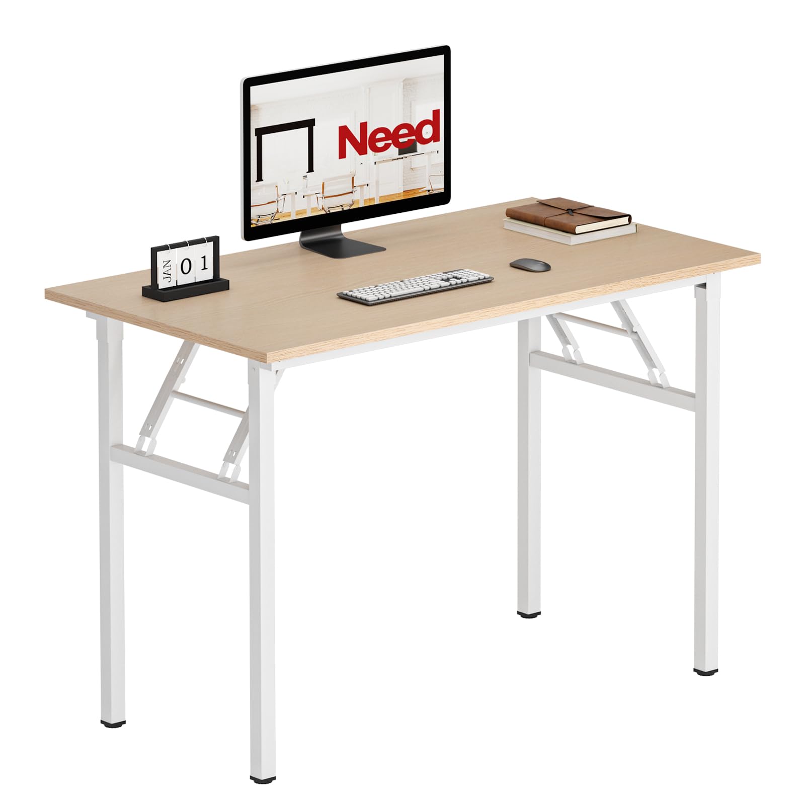 Need Office Computer Desk - 47.2L Sturdy and Heavy Duty Folding Laptop Table,Writing Table/Home Office Desk/Sewing Table,No Assembly Required (Teak Color) AC5BB12060