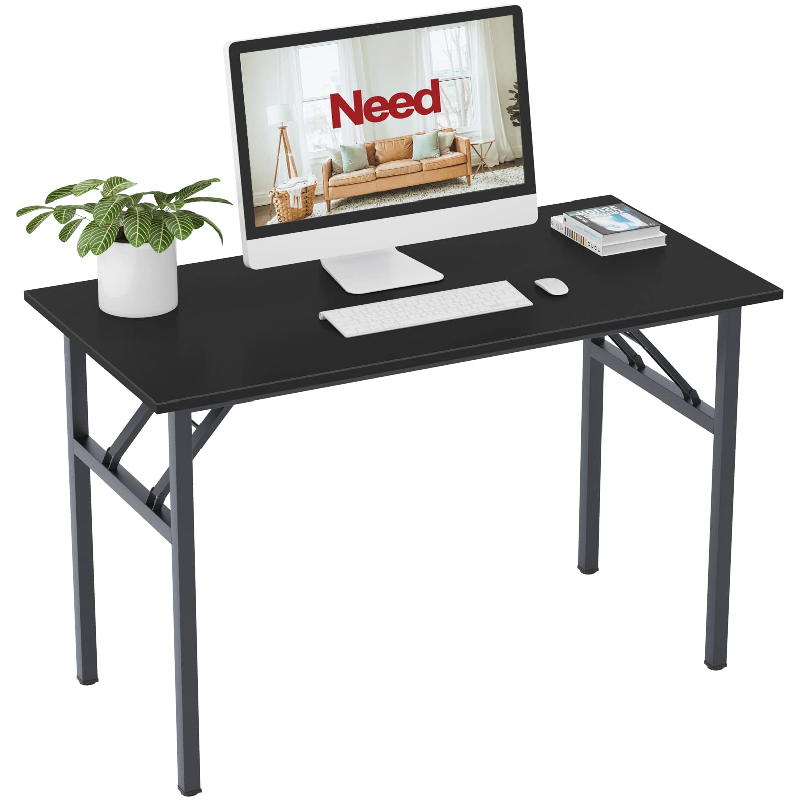 Need Office Computer Desk - 47.2L Sturdy and Heavy Duty Folding Laptop Table,Writing Table/Home Office Desk/Sewing Table,No Assembly Required (Teak Color) AC5BB12060