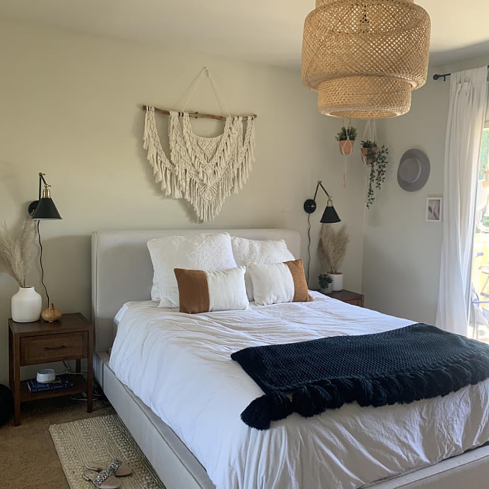 QLBUJ Large Macrame Wall Hanging Natural Driftwood Macrame Tapestry Above Headboard Boho Home Decor for Bedroom Living Room Apartment Wedding Party,36" W X 28" L