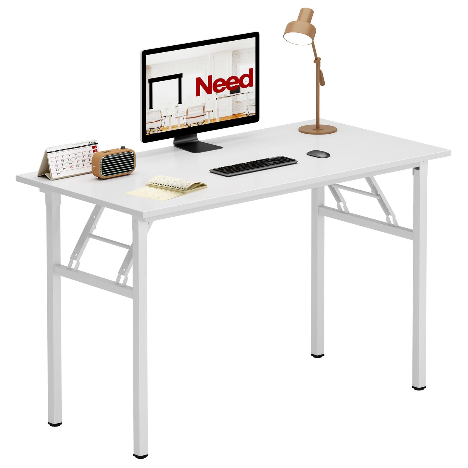 Need Office Computer Desk - 47.2L Sturdy and Heavy Duty Folding Laptop Table,Writing Table/Home Office Desk/Sewing Table,No Assembly Required (Teak Color) AC5BB12060
