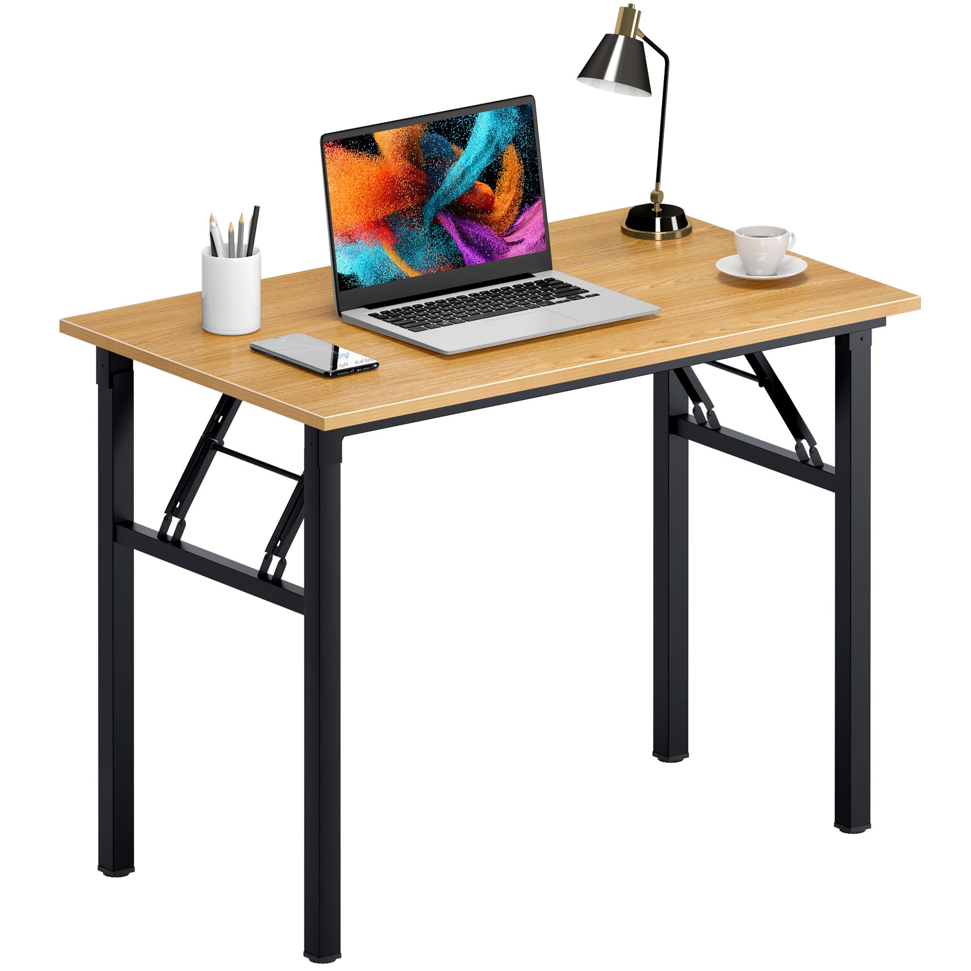 Need Office Computer Desk - 47.2L Sturdy and Heavy Duty Folding Laptop Table,Writing Table/Home Office Desk/Sewing Table,No Assembly Required (Teak Color) AC5BB12060