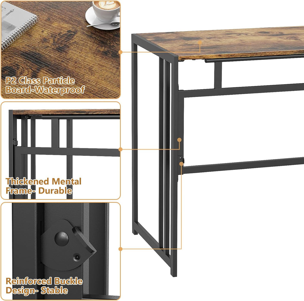 Elephance 40" Folding Computer Desk No Assembly Needed Foldable Small Home Office Desk Study Writing Desk Gaming Table for Small Space