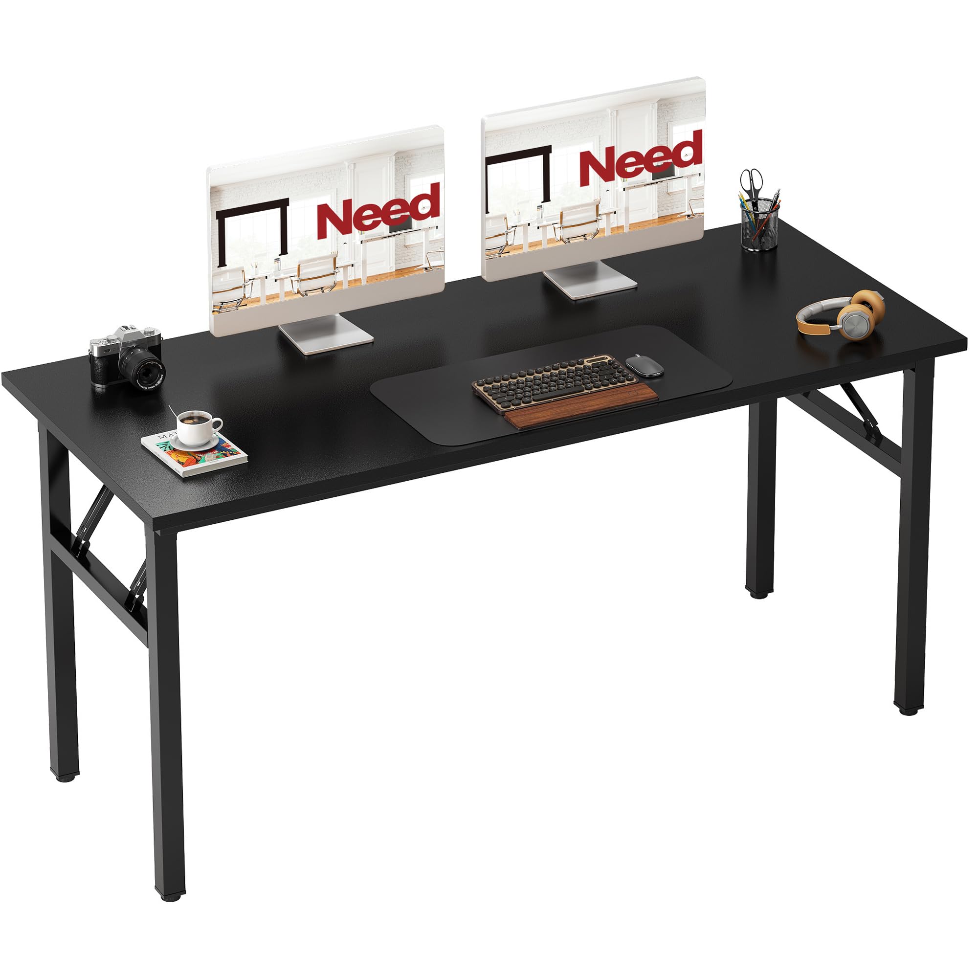 Need Office Computer Desk - 47.2L Sturdy and Heavy Duty Folding Laptop Table,Writing Table/Home Office Desk/Sewing Table,No Assembly Required (Teak Color) AC5BB12060