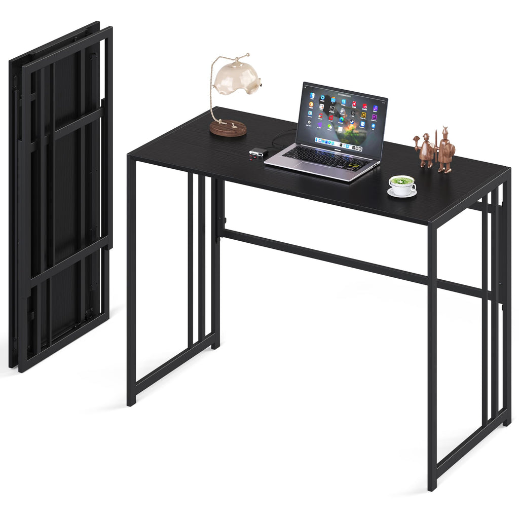 Elephance 40" Folding Computer Desk No Assembly Needed Foldable Small Home Office Desk Study Writing Desk Gaming Table for Small Space