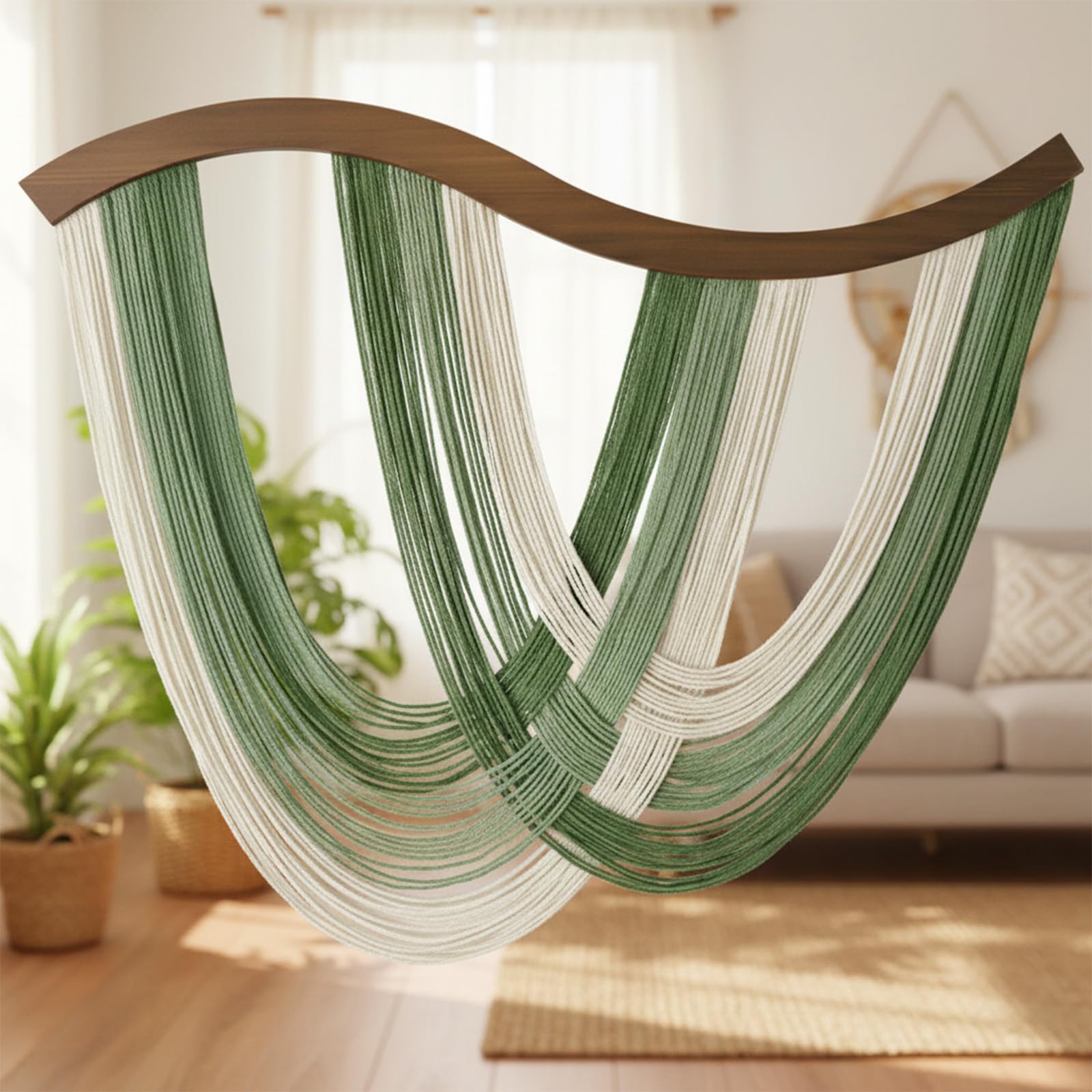LISRRZHEN Large Macrame Wall Hanging - Boho Nordic Geometric Woven Tapestry, Handcrafted Cotton Wall Decor for Living Room Bedroom Entryway Apartment