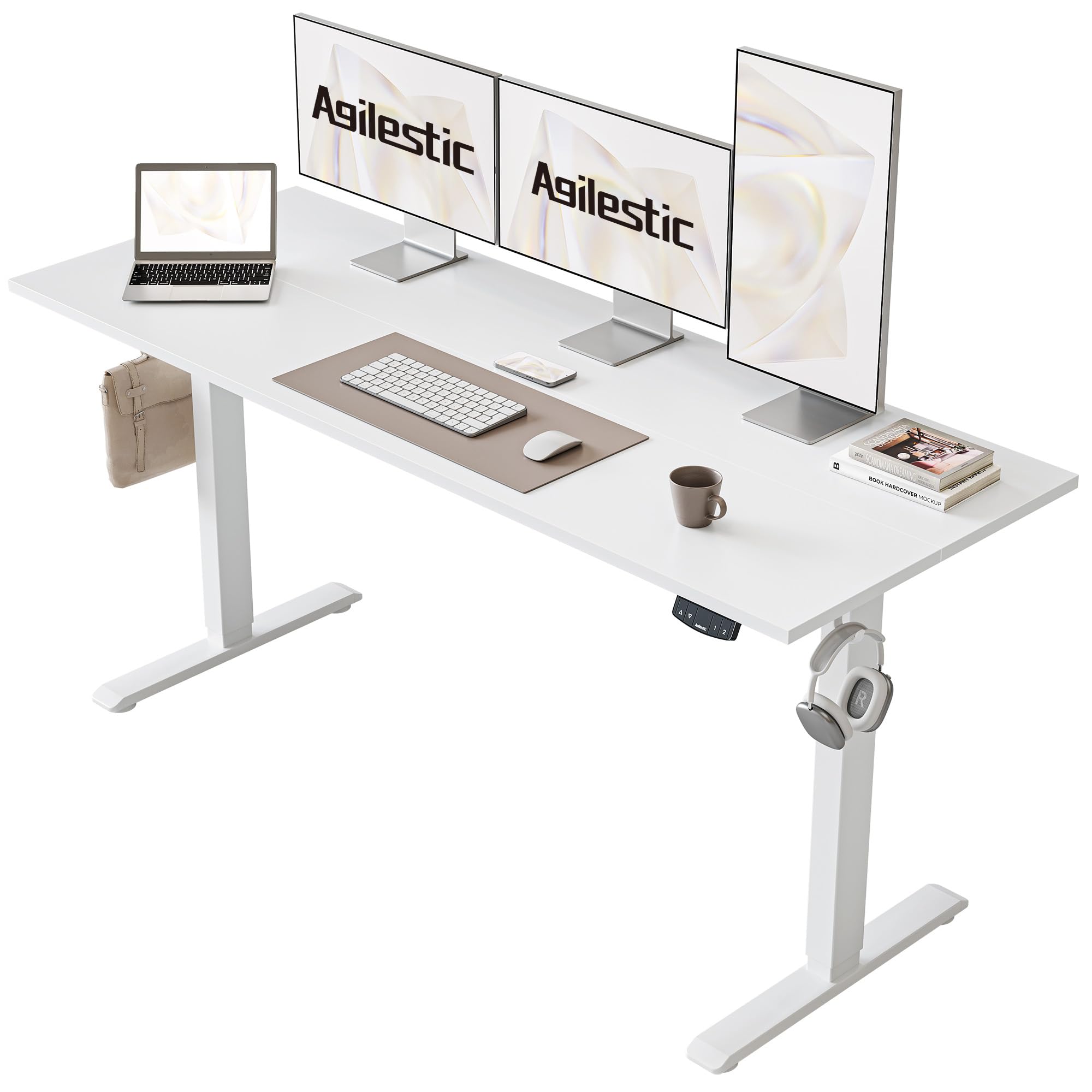 Agilestic Electric Standing Desk, 48 x 24 Inches Height Adjustable Desk, Sit Stand up for Work Office Home, Ergonomic Rising Computer Table with Memory Preset, Rustic Brown