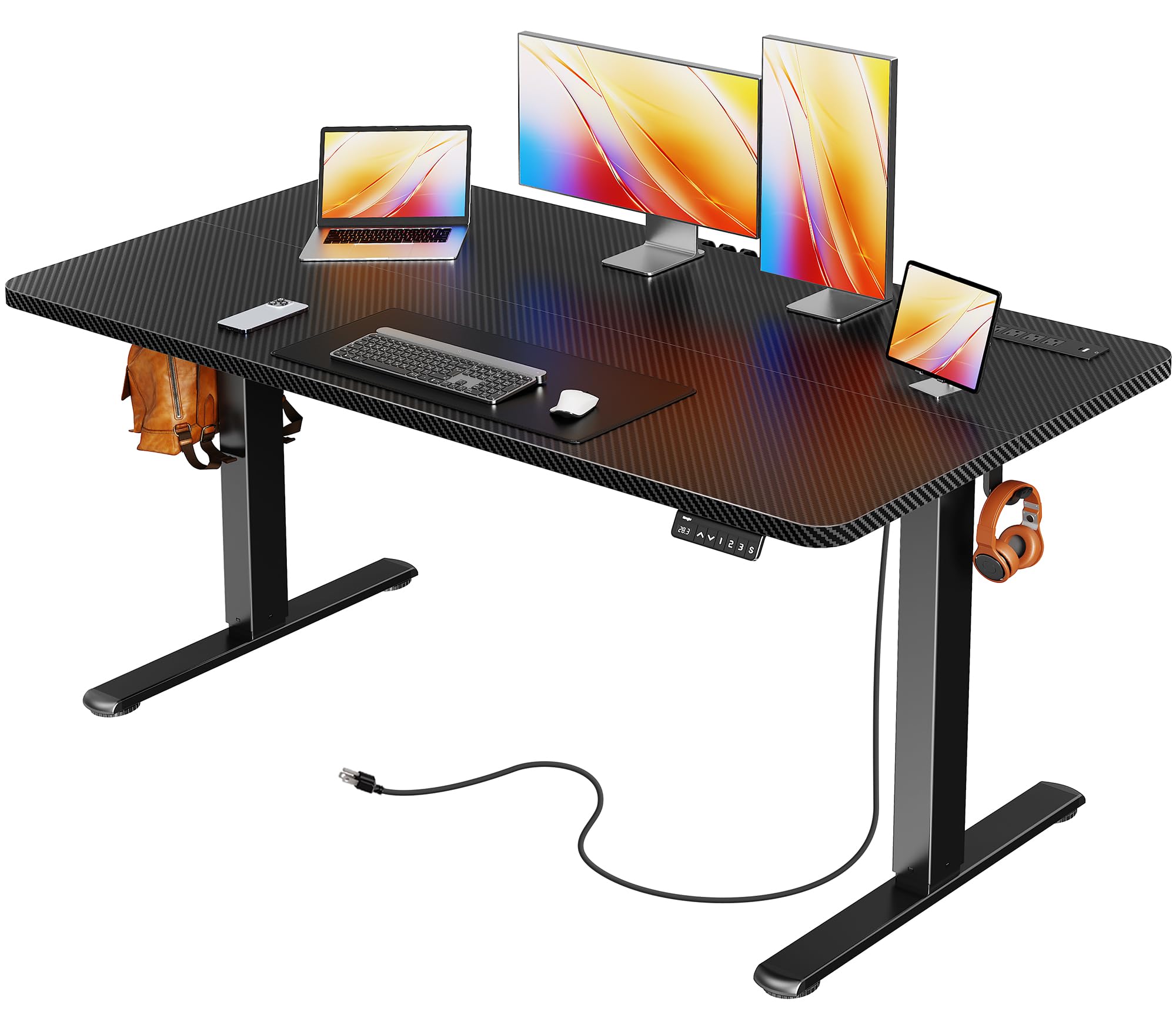 Huuger 47 X 24 Inch Electric Standing Desk with Power Outlets and USB-C Port, Height Adjustable Desk, Sit Stand Desk for Home Office, Computer & Gaming Desk with 4 Presets, Stable Steel Frame, Black