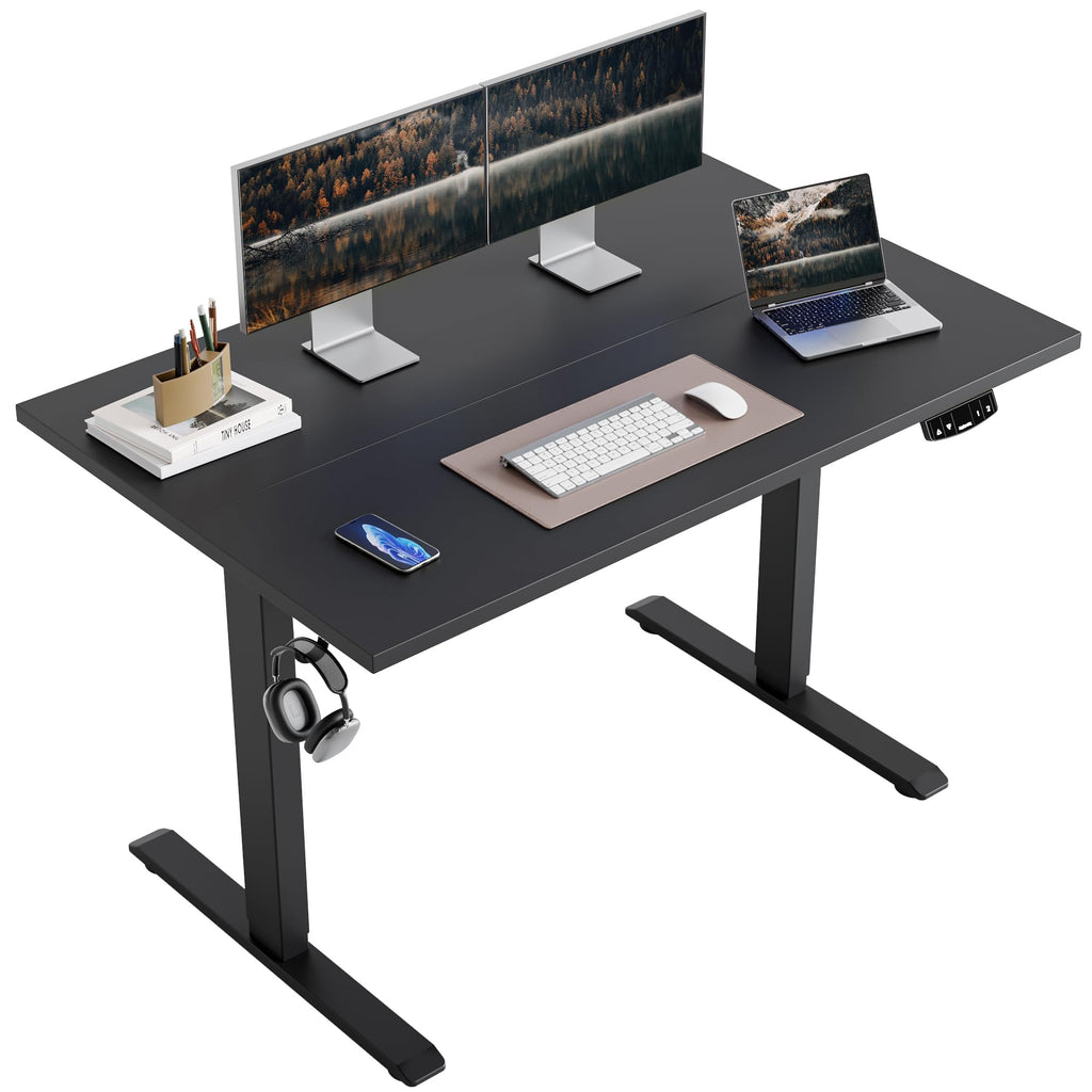Agilestic Electric Standing Desk, 63 x 24 Inches Height Adjustable Desk, Sit Stand up Desk for Work Office Home, Splice Board, Rustic Brown