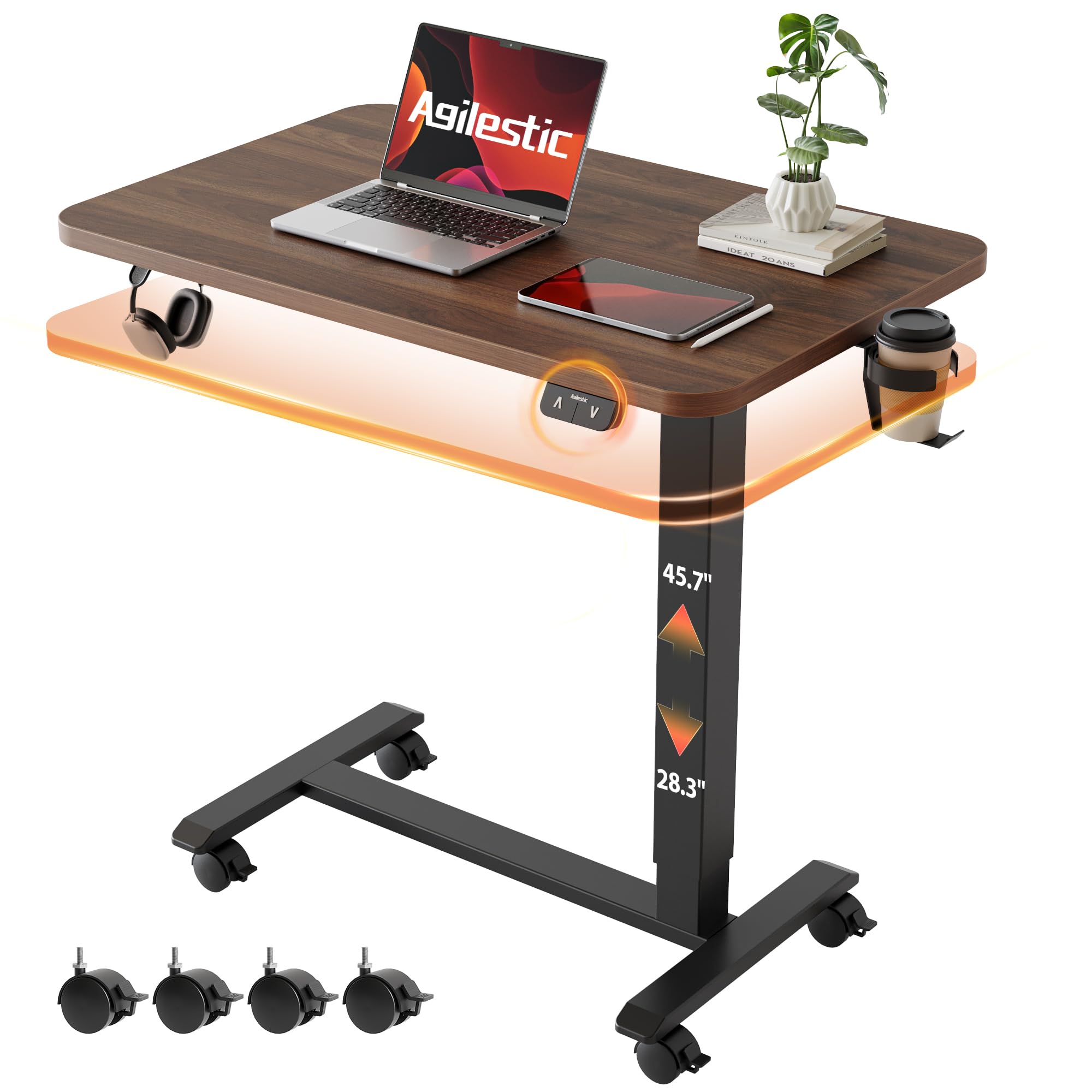 Agilestic Electric Standing Desk, 48 x 24 Inches Height Adjustable Desk, Sit Stand up for Work Office Home, Ergonomic Rising Computer Table with Memory Preset, Rustic Brown
