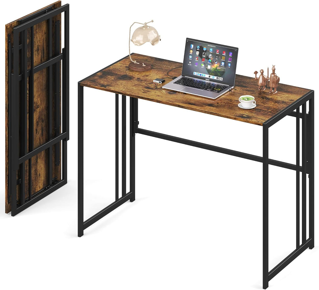Elephance 40" Folding Computer Desk No Assembly Needed Foldable Small Home Office Desk Study Writing Desk Gaming Table for Small Space