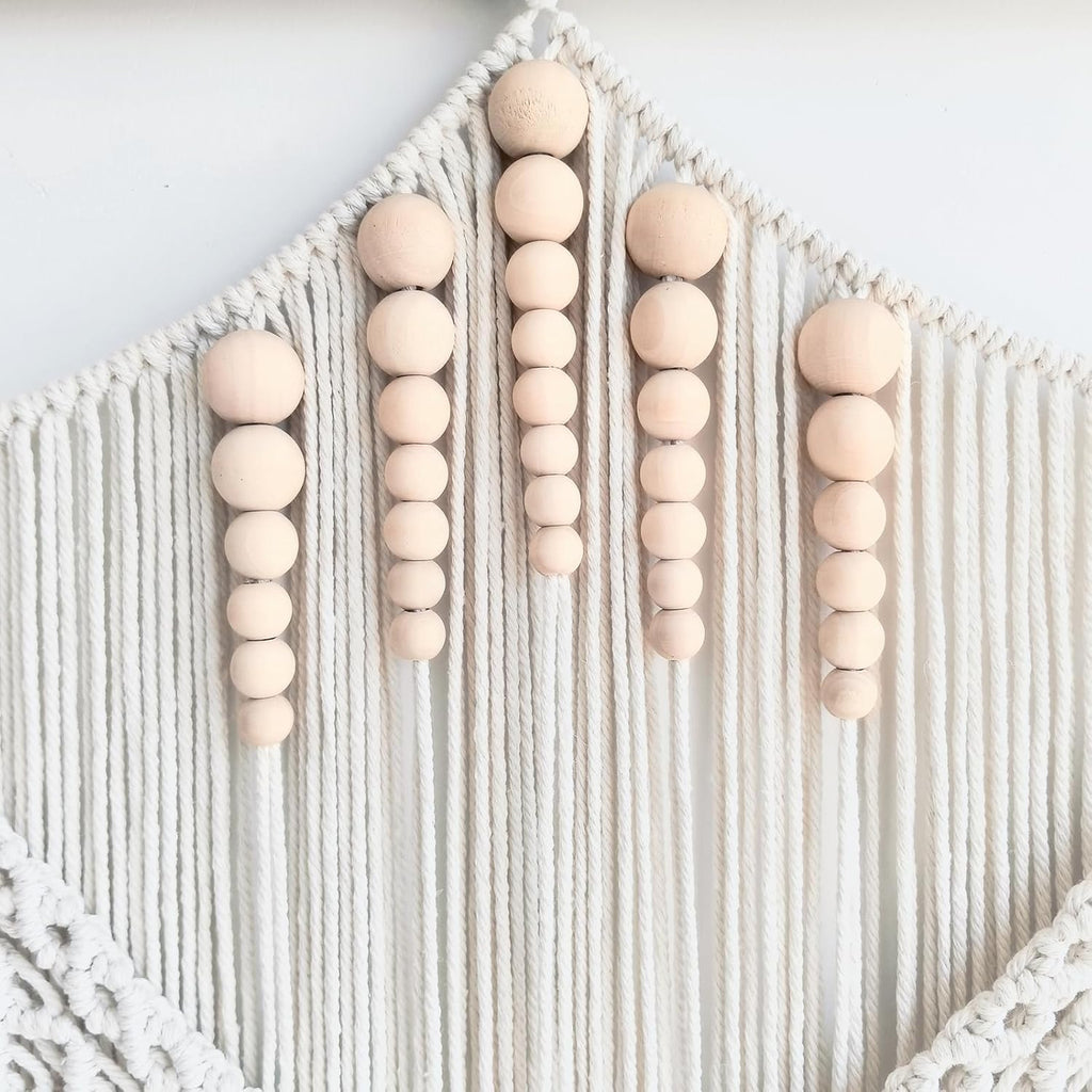 Achart Macrame Wall Hanging Large- Boho Wall Decor- large wall art- Wall Decor Living Room- Macrame Tapestry Boho Decor for Bedroom (Leaf &Wood Bead)