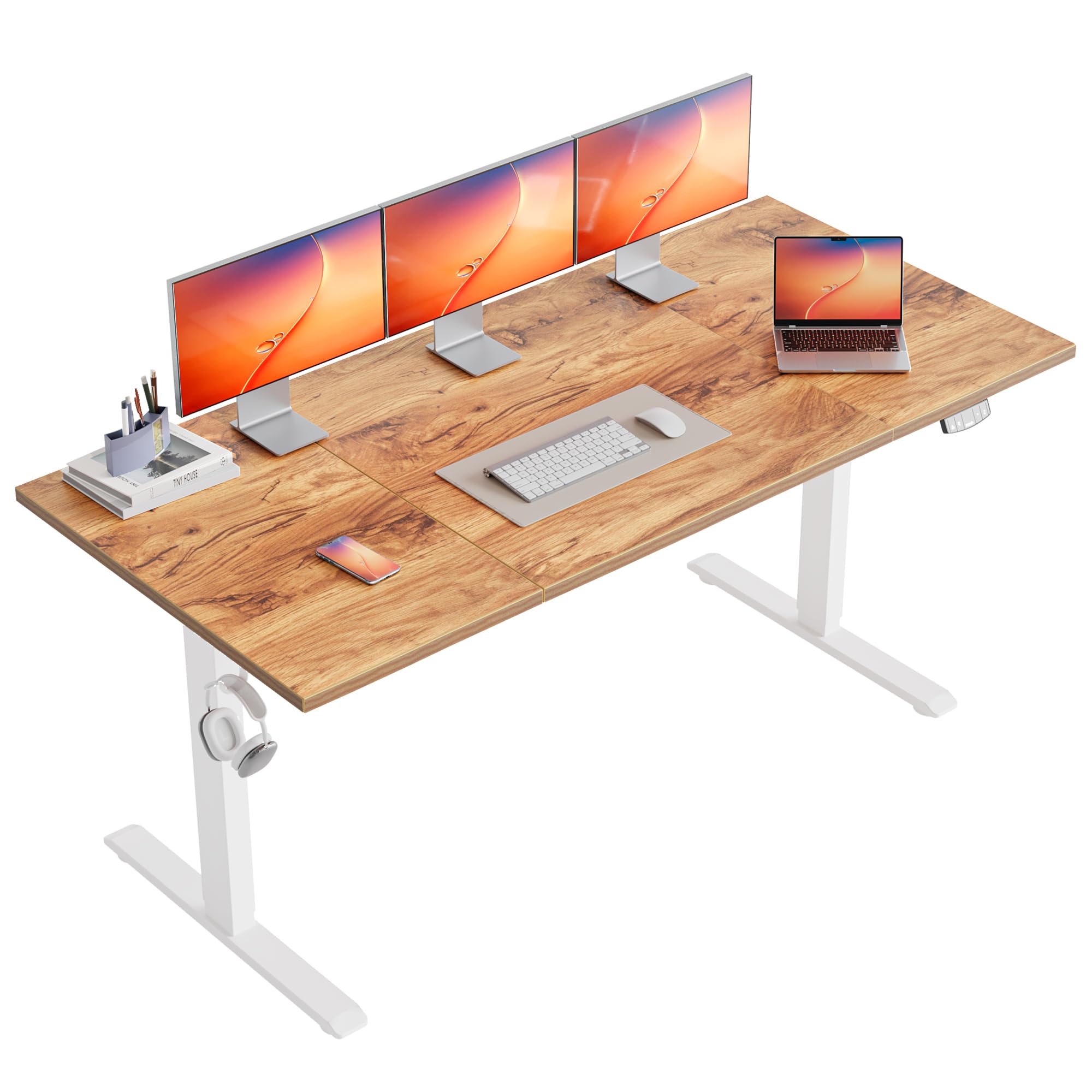 Agilestic Electric Standing Desk, 48 x 24 Inches Height Adjustable Desk, Sit Stand up for Work Office Home, Ergonomic Rising Computer Table with Memory Preset, Rustic Brown