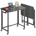 4NM 31.5" Mobile Small Rolling Computer Desk, Folding Laptop Cart Table with Wheels, Portable Office Desk for Small Space Couch Bed - Rustic Brown and Black