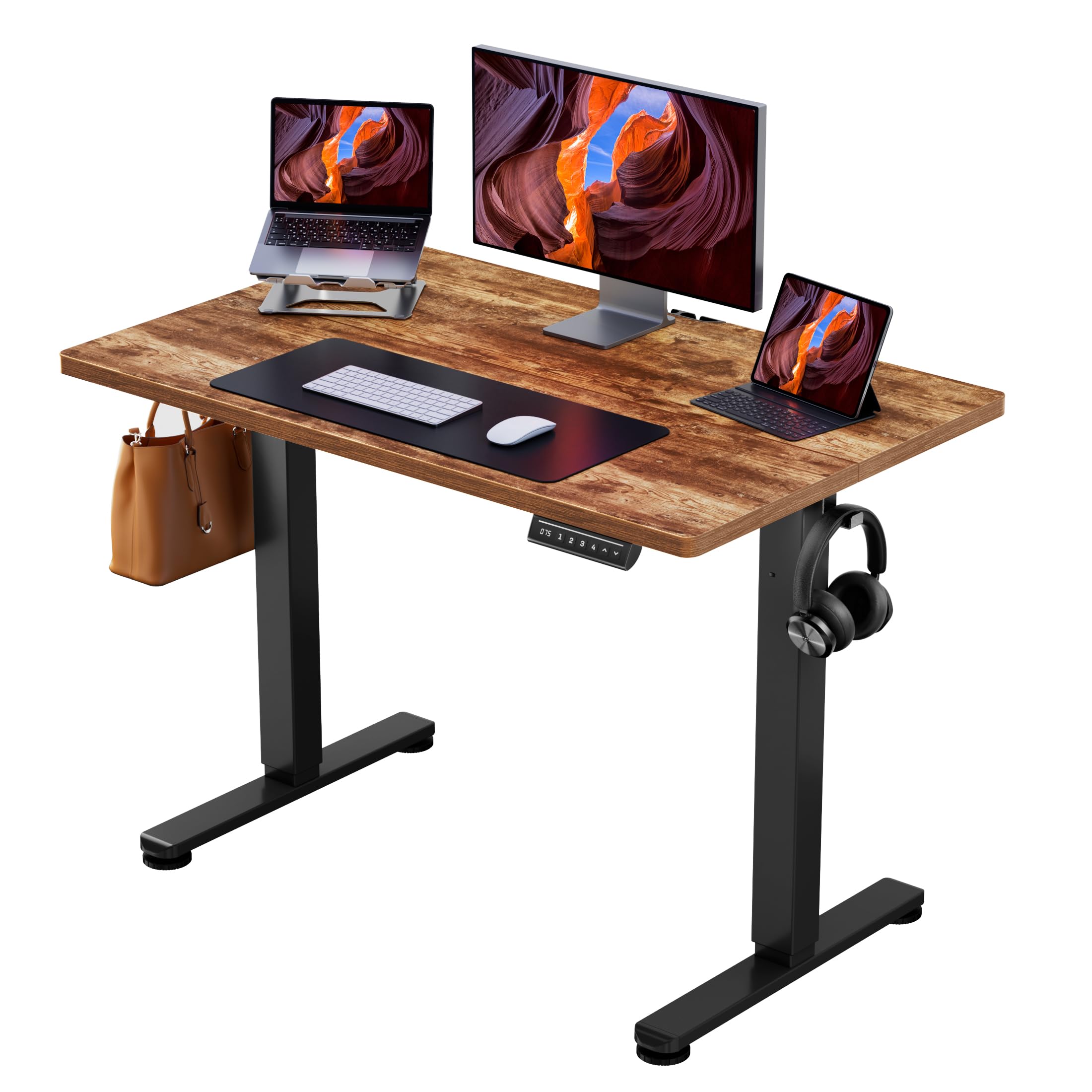 ErGear Height Adjustable Electric Standing Desk, 48 x 24 Inches Sit Stand up Desk, Memory Computer Home Office Desk, Black