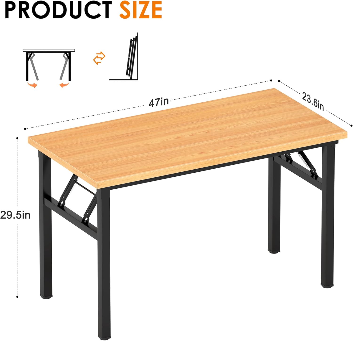 Need Office Computer Desk - 47.2L Sturdy and Heavy Duty Folding Laptop Table,Writing Table/Home Office Desk/Sewing Table,No Assembly Required (Teak Color) AC5BB12060