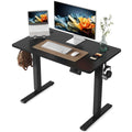 YIHAYO Electric Standing Desk, 48 x 24 Inches Stand Up Desk with Splice Board, Adjustable Height Desk, Computer Desk for Home Office, Black Frame/Rustic Brown Top