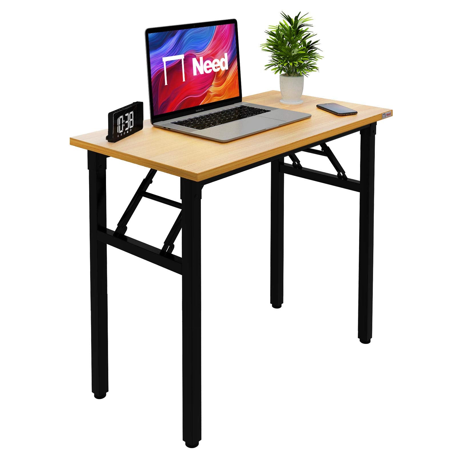 Need Office Computer Desk - 47.2L Sturdy and Heavy Duty Folding Laptop Table,Writing Table/Home Office Desk/Sewing Table,No Assembly Required (Teak Color) AC5BB12060
