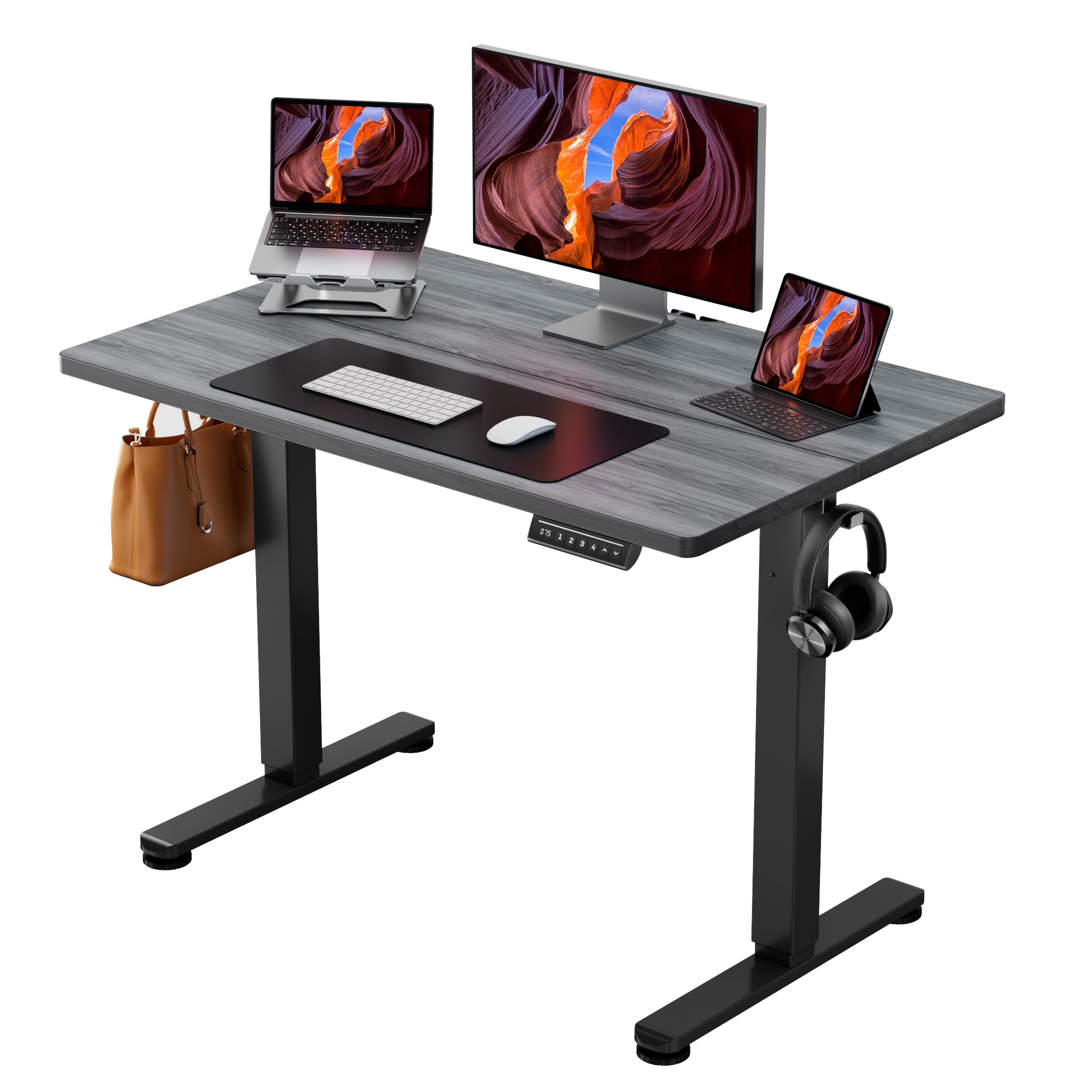 ErGear Height Adjustable Electric Standing Desk, 48 x 24 Inches Sit Stand up Desk, Memory Computer Home Office Desk, Black