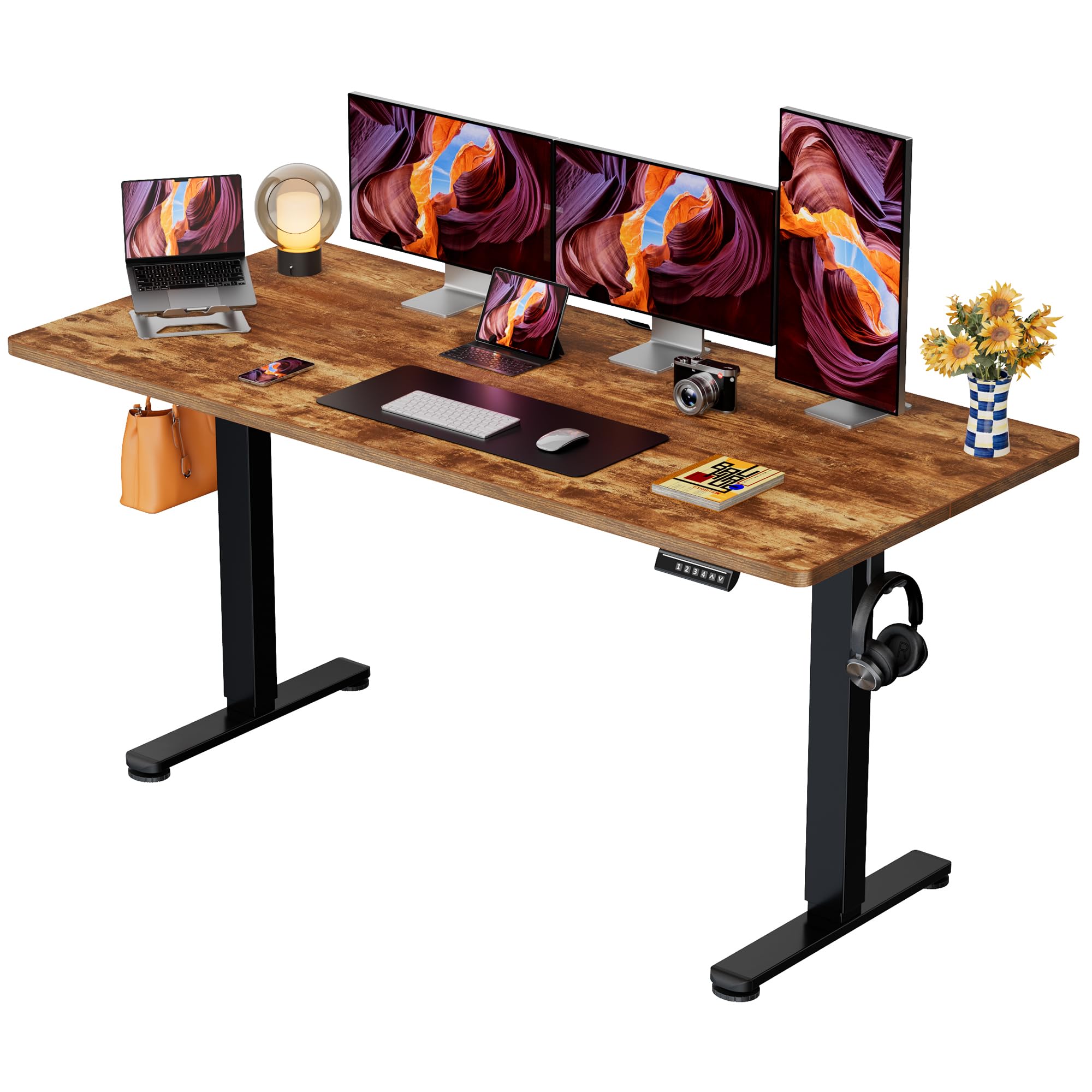 ErGear Height Adjustable Electric Standing Desk, 48 x 24 Inches Sit Stand up Desk, Memory Computer Home Office Desk, Black