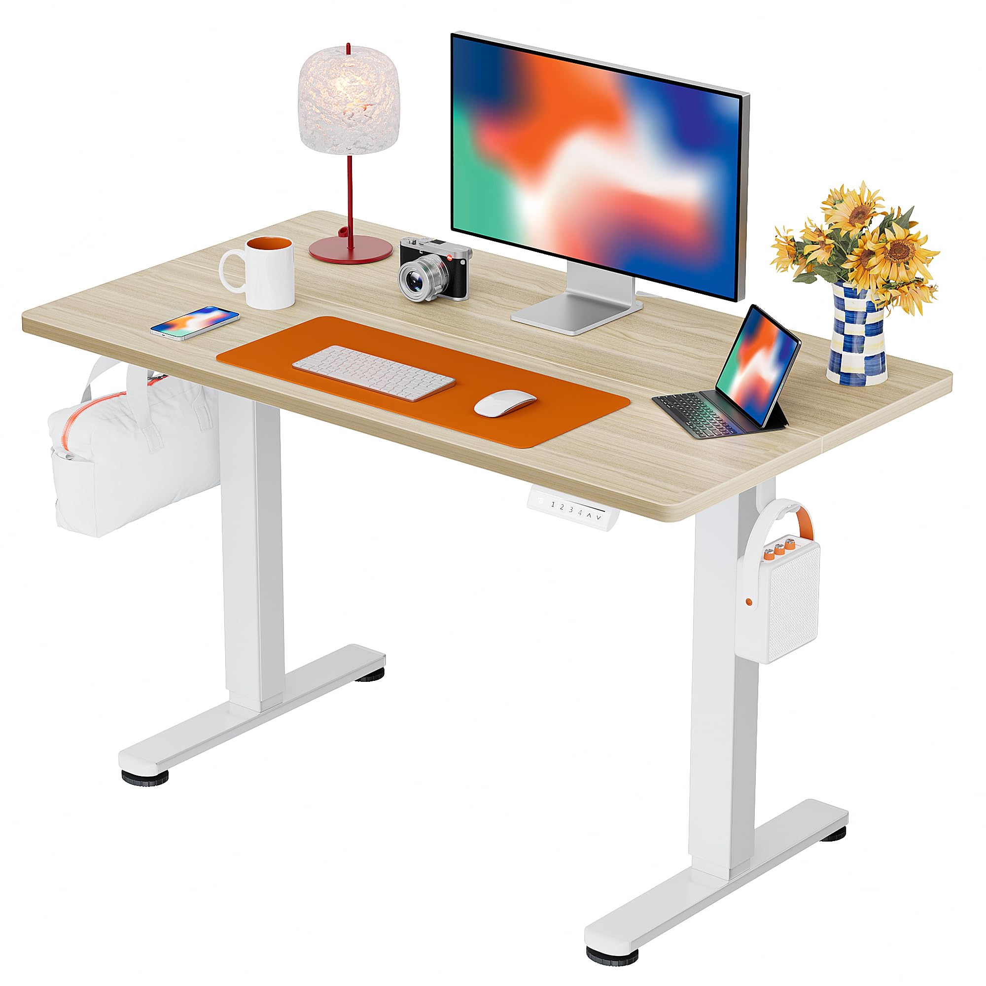 ErGear Height Adjustable Electric Standing Desk, 48 x 24 Inches Sit Stand up Desk, Memory Computer Home Office Desk, Black