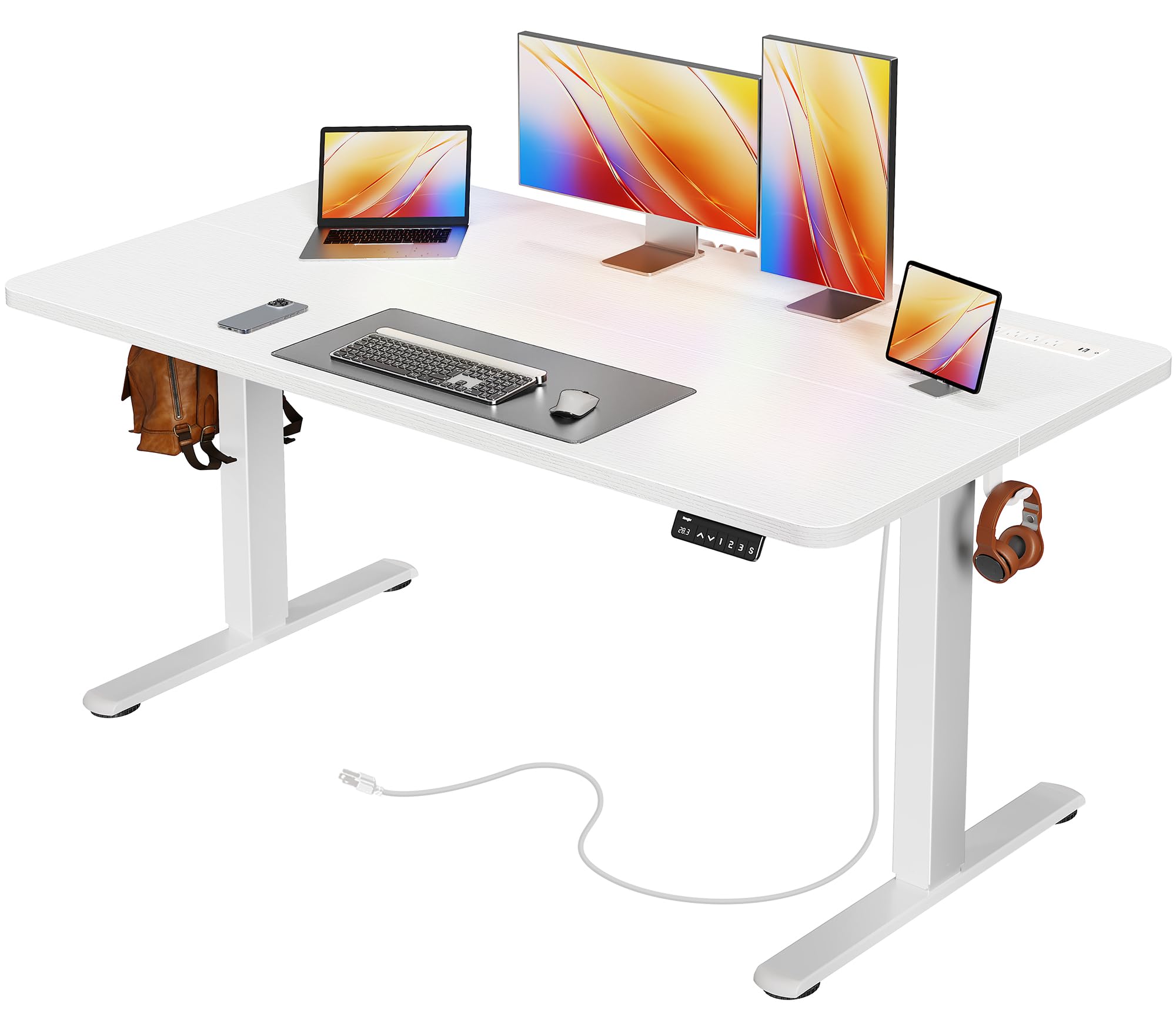 Huuger 47 X 24 Inch Electric Standing Desk with Power Outlets and USB-C Port, Height Adjustable Desk, Sit Stand Desk for Home Office, Computer & Gaming Desk with 4 Presets, Stable Steel Frame, Black