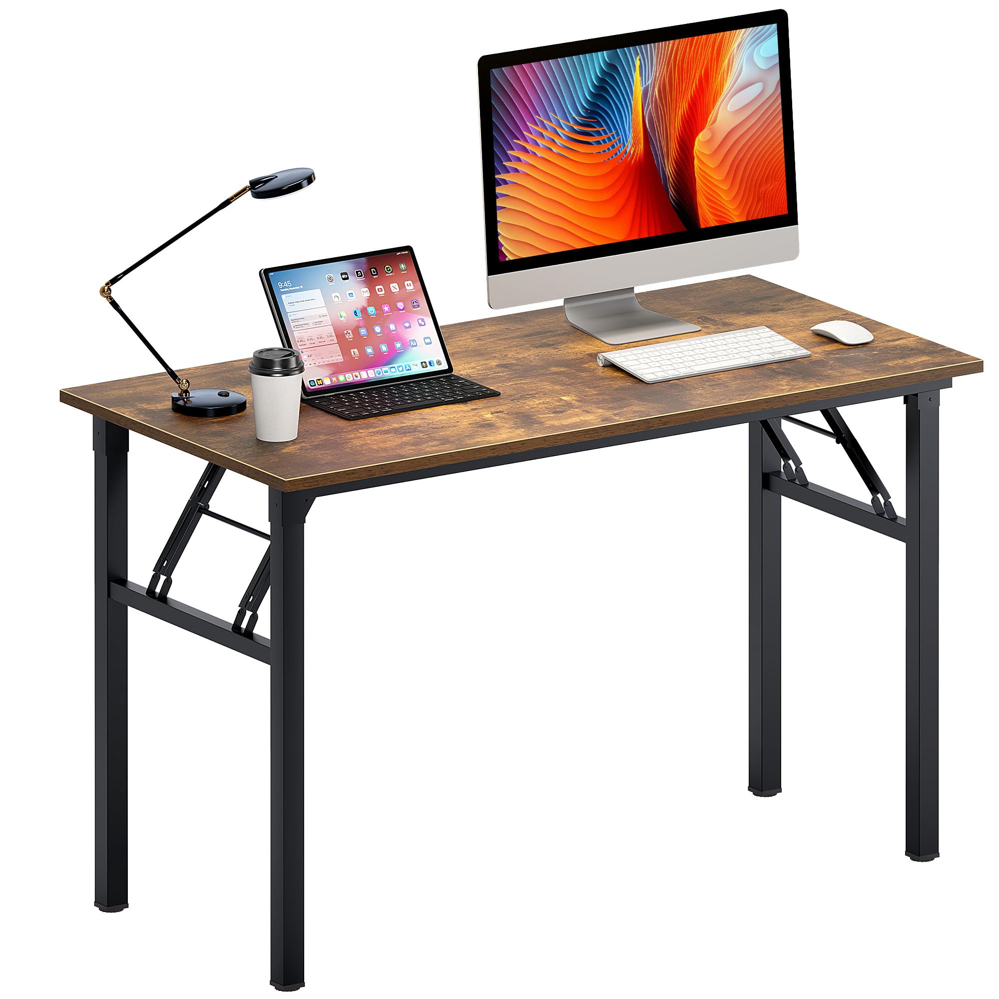 Need Office Computer Desk - 47.2L Sturdy and Heavy Duty Folding Laptop Table,Writing Table/Home Office Desk/Sewing Table,No Assembly Required (Teak Color) AC5BB12060