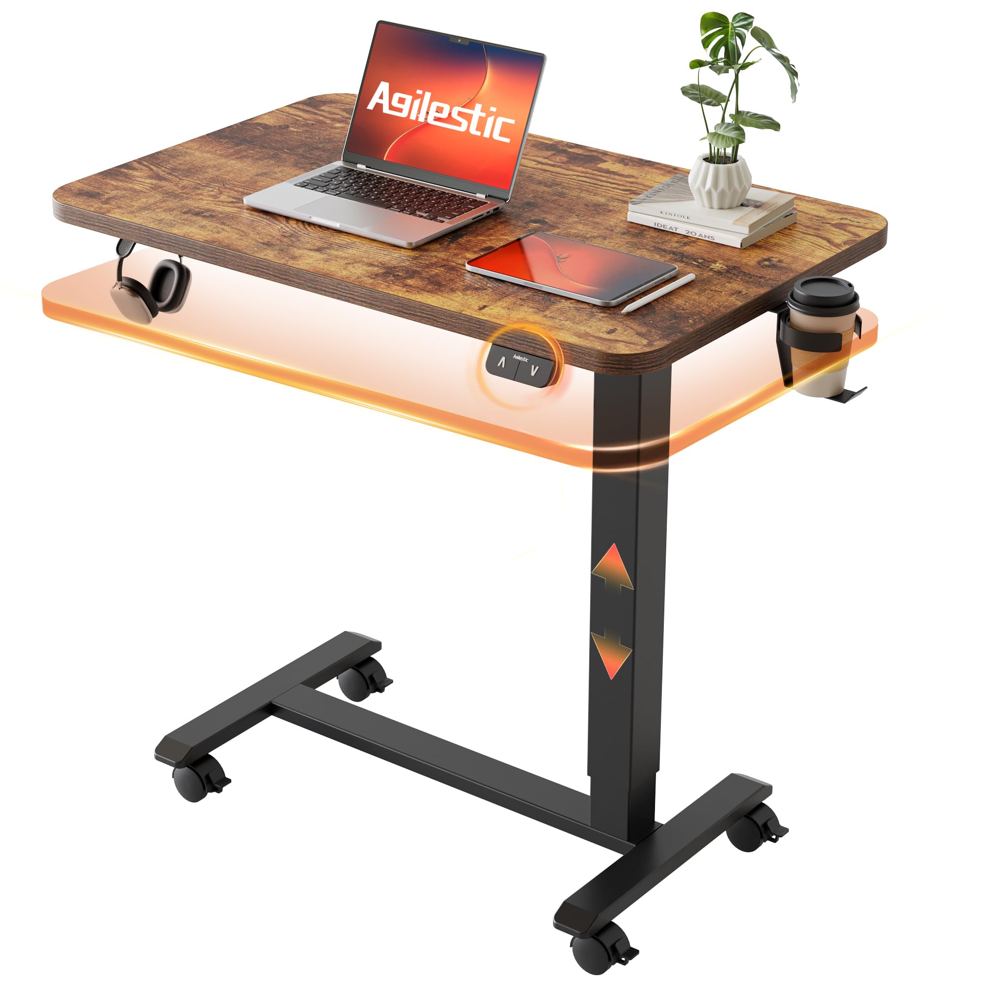 Agilestic Electric Standing Desk, 48 x 24 Inches Height Adjustable Desk, Sit Stand up for Work Office Home, Ergonomic Rising Computer Table with Memory Preset, Rustic Brown