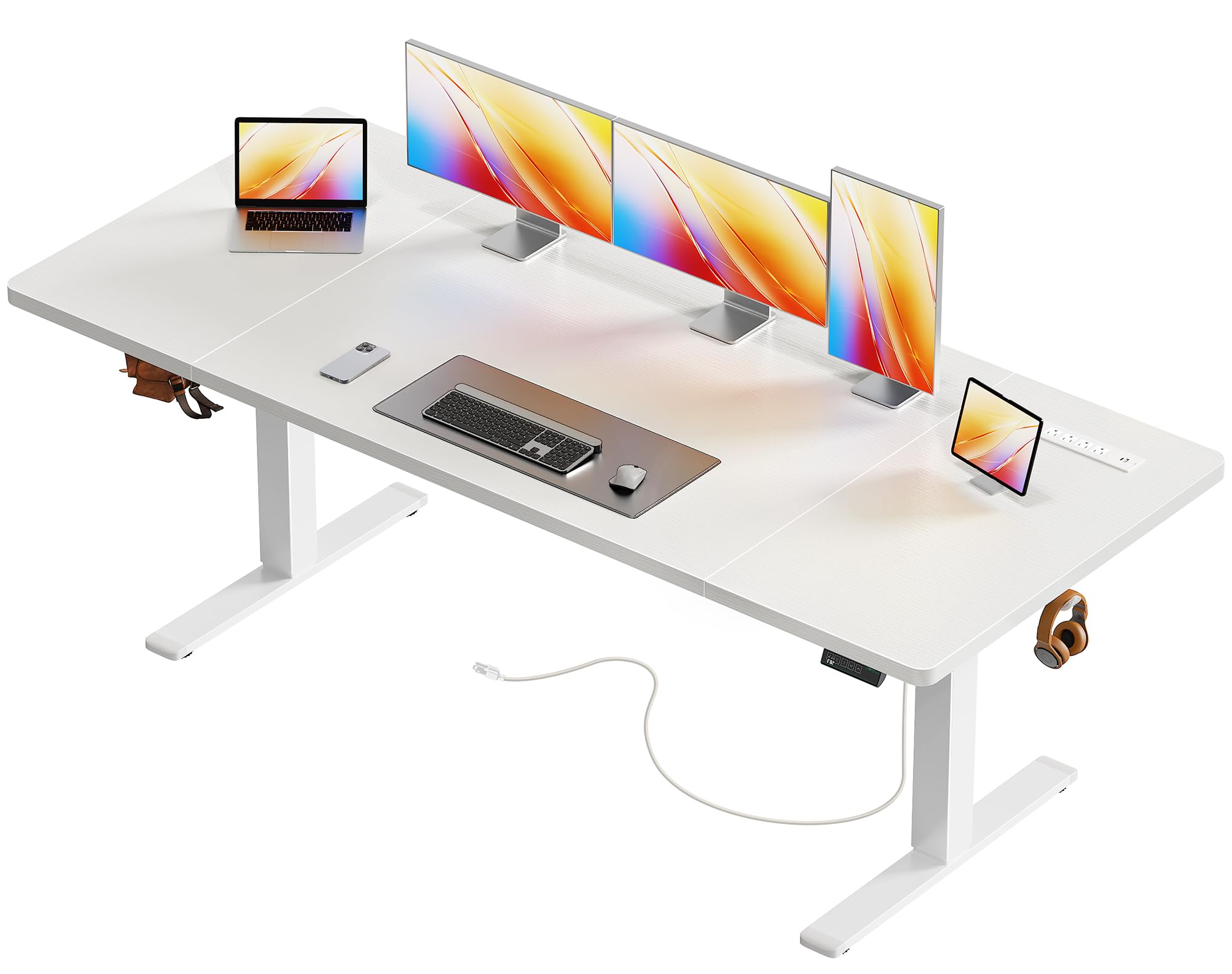 Huuger 47 X 24 Inch Electric Standing Desk with Power Outlets and USB-C Port, Height Adjustable Desk, Sit Stand Desk for Home Office, Computer & Gaming Desk with 4 Presets, Stable Steel Frame, Black
