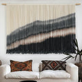 Macrame Wall Hanging Blue dip dye Handcrafted Decorative Art for Living Room Bedroom or Office Boho Chic Modern Wall Decor with Unique Beadwork 57" W × 43" L