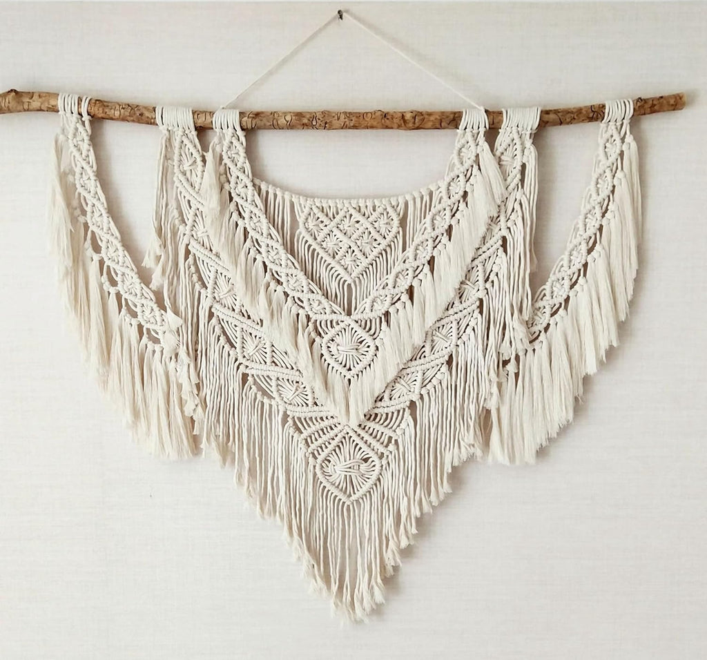 QLBUJ Large Macrame Wall Hanging Natural Driftwood Macrame Tapestry Above Headboard Boho Home Decor for Bedroom Living Room Apartment Wedding Party,36" W X 28" L