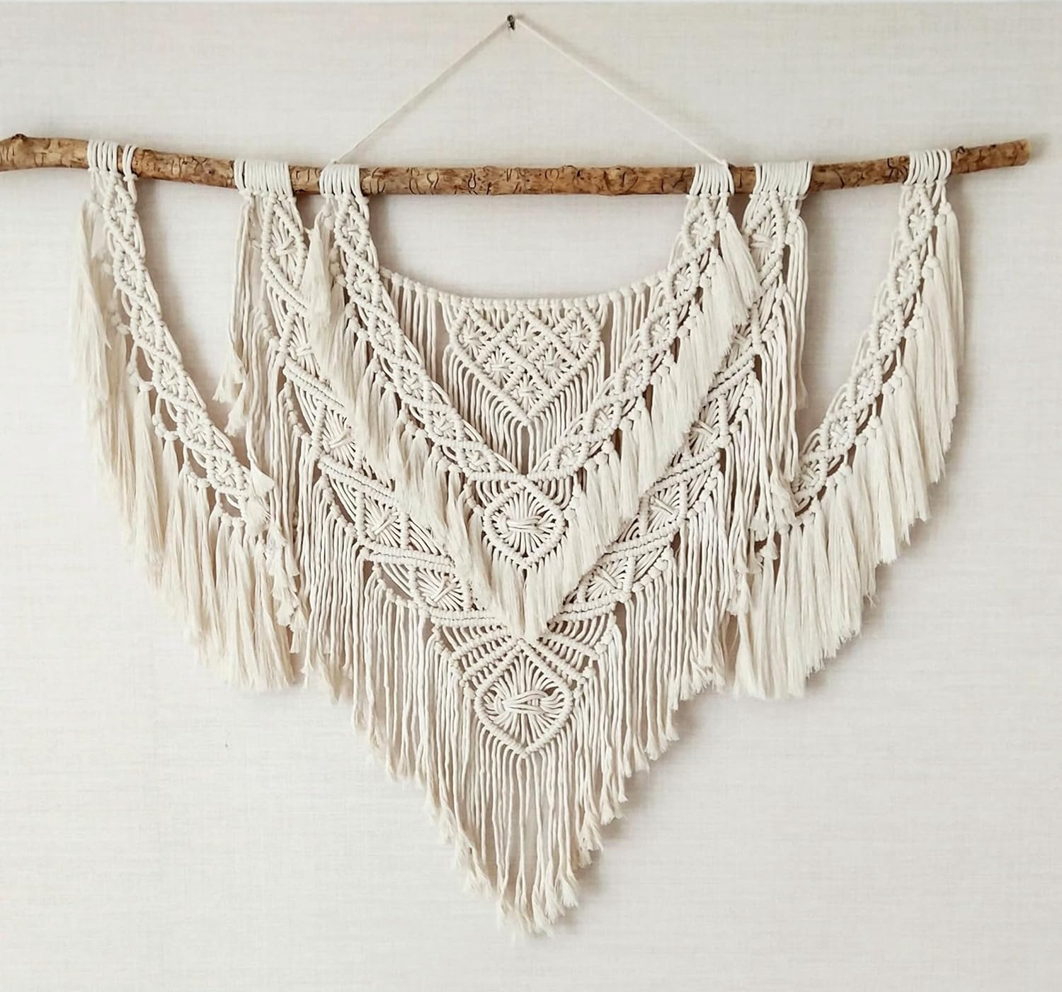 QLBUJ Large Macrame Wall Hanging Natural Driftwood Macrame Tapestry Above Headboard Boho Home Decor for Bedroom Living Room Apartment Wedding Party,36" W X 28" L