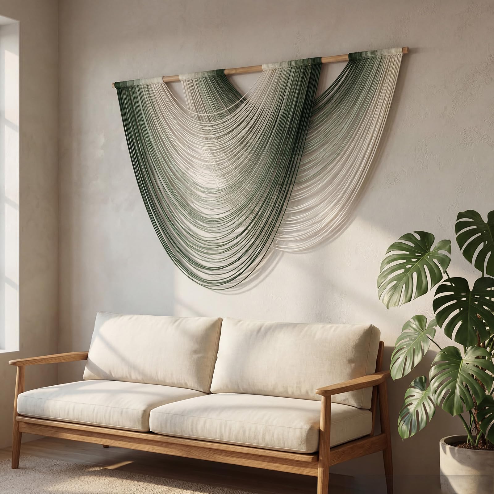 LISRRZHEN Large Macrame Wall Hanging - Boho Nordic Geometric Woven Tapestry, Handcrafted Cotton Wall Decor for Living Room Bedroom Entryway Apartment