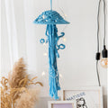 Macrame Wall Hanging,Jellyfish Dream Catcher with Star Lights,Bohemian Woven Wall Art Decor Beautiful Apartment Dorm Room Door Decoration (White)